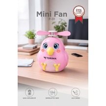 Premium Sessiz Modern Seyahat Şarjlı El Vantilatörü F31 Pembe