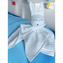 Müslin Bebek Uyku Arkadaşı 4 Katlı Tavşan Organik Mavi