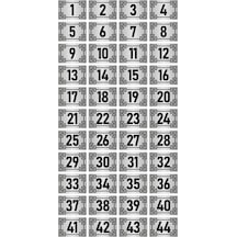 Metal Kapı Masa Dolap Numara Levhası 5x7cm Gümüş Renk 44 Adet (1…44)