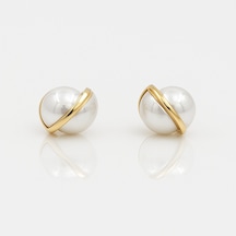 14k Gold Plated Pearl Balance Stud Küpe Gold 14k Gold Plated Pearl Balance Stud Küpe Gold