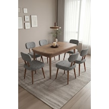 Hopii Bohem 80x132 Büyüyen Masa Antik Çam Doğal Ahşap Yemek Masası Mutfak Masası Takımı 6 Sandalye Ekru