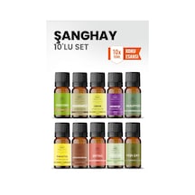 Şanghay 10 Lu Oda Kokusu Seti Buhurdanlık Yağı, Difüzör Esansı Ve Esansiyel Uçucu Yağ 10ml X 10 Karışık