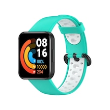 Newface Xiaomi Redmi Watch 2 Spor Delikli Kordon - Turkuaz-beyaz