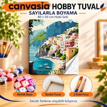Sayılarla Boyama Numaralı Tuval Seti Boya Fırça Dahil 40x50 Cm Akdeniz Esintisi