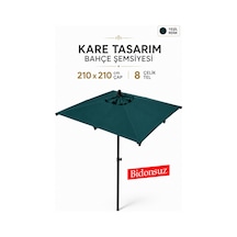 Alubrella Yeşil Kare Bahçe, Güneş Şemsiyesi 210x210/8 Çelik Tel Bidonsuz