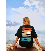 Kadın Örme Palm Tree Basklı Siyah %100 Pamuk T-shirt. Siyah Kadın Örme Palm Tree Basklı Siyah %100 Pamuk T-shirt. Siyah