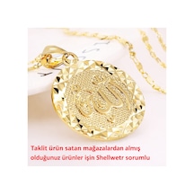 Altın Kaplama Işıltılı Allah Yazılı Kadın Kolye Zarif & Anlamlı Manevi Tasarım Şık Hediyelik Metalik