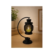 3d Dekoratif Retro Fener Gece Lambası Led Işıklı Masa Lambası 15 Cm Pla Dekoratif Aydınlatma Siyah