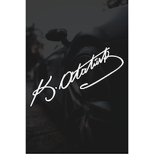 Beyaz 20 Cm Kemal Atatürk İmza Sticker Araba Oto Araç Sticker, Qakm563