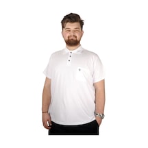 Mode Xl Büyük Beden T-Shirt Polo Cep Sup Basic 21557 Beyaz 001