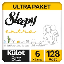 Sleepy Extra Günlük Aktivite Külot Bez 6 Numara XLarge Ultra Paket 128 Adet 4'lü