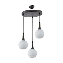 Fred Modern Dekoratif Salon - Mutfak - Yatak Odası Siyah Renk Beyaz Camlı 3 Lü Avize Diğer