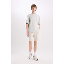 DeFacto %100 Pamuk Slim Fit Dar Kesim Dar Paça Cepli Basic Düz Şort B8673AX25SMGR437