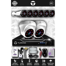 Turkno 8 Kameralı Galia 2 İç Kamera Set 320 GB HDD Full HD Gece Görüşlü Güvenlik Kamerası Sistemi