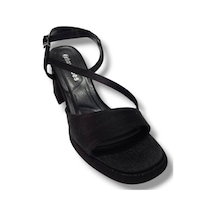 Erbay 402-25 Saten Kalın Topuk Anatomik Kadın Sandalet Siyah