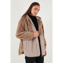 Lela Comfort Fit Kapüşonlu Yumuşak Dokulu Bayan Mont 497Holly Bej