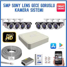 8 'Li 5 Mp Sony Lens Gece Görüşlü Ahd Güvenlik Kamerası Sistemi