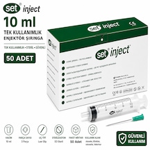 Set İnject 10ml 3 Parça Yeşil Uçlu Enjektör 50 Adet