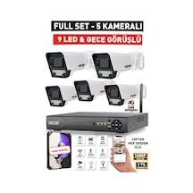 5 Kameralı Gece Görüşlü 5mp Lensli Fullhd Gece Görüşlü 9 Led Kamerası Seti - Hard Disksiz