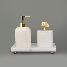 Bath 3'lü Mermer Banyo Seti - Beyaz Çok Renkli