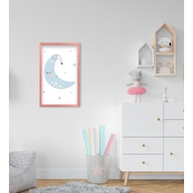 Bk Home Sevimli Ay Tasarımlı Dekoratif Pembe Ahşap Çerçeveli Çocu (551087799)