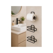 Ers3 Lü Yapışkanlı Wc Kağıtlığı Siyah Rulo Tutucu Banyo Ve Mutfak Kullanımı Diğer