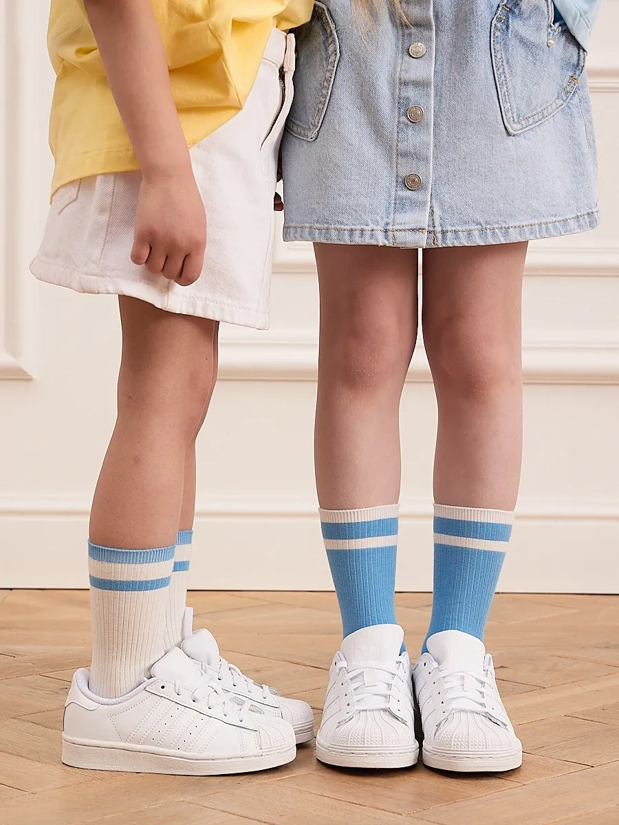 Peppy Woolton Okul İçin Çizgili Yüksek Çoraplar, 2 Çif 410658757 Sütlü