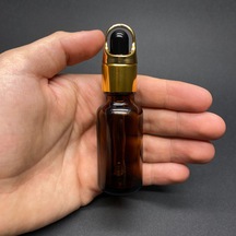 Amber Cam Damlalıklı Şişe Sepet Model Metalik Kapak  20 ML