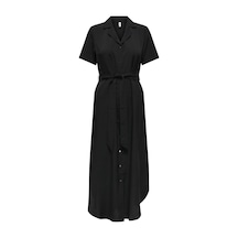 Only Onlnova Lıfe Elıte Izı Shırt Dress Solıd Kadın Siyah Elbise - 15331928 Siyah