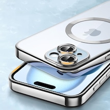 İphone Uyumlu 15 Pro Max Kılıf Magsafe Özellikli Metal Lazer Silikon Kapak