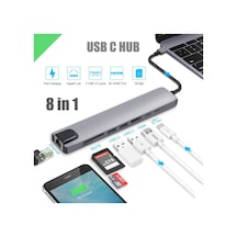 8 In 1 4K Type C Usb 3.0 Hub Hdmı Rj45 Sdtf Adaptörü Hmxplus