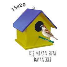 Ahşap Kuş Yuvası Dış Mekan Suya Dayanıklı 15x15x20 Cm