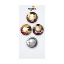 Haikyuu Kenma Kozume 3'lü Metal Rozet Seti 58mm İğneli Buton Çanta Yaka Rozeti Çok Renkli