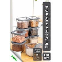 Vienev Etketli Poly Kapak 0.55 L Saklama Kabı Antrasit - Beyaz 9'lu Antrasit - Beyaz