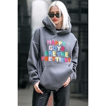 Füme Renkli Nakışlı Bisiklet Yaka Sweatshirt Mg1574