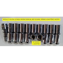 Allen-12 Başlı Krom Kaplı Bijon Somun M12X1.5 .Boy=30 Mm
