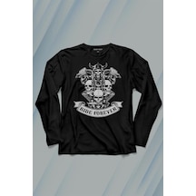 Motorcycle Skull Ride Forever Motosiklet Uzun Kollu Tişört Baskılı T-shirt 001