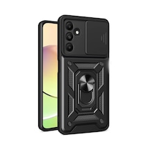 Newface Samsung Galaxy M15 Kılıf Pars Lens Yüzüklü Silikon - Siyah