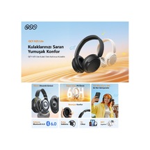 H2s Lite 6.0 Bluetooth Kulaklık Enc Net Çağrı - Çift Cihaz 40 Mm Dinamik Sürücü - 60 Saat Dinle Siyah