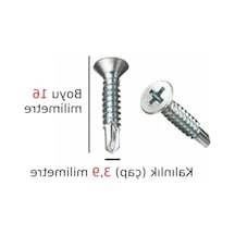 3,9 Mm Çapında 16 Mm Boyunda Metal Vida - Havşa Başlı Delik Açan