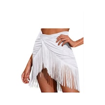 Quella Atelier Püsküllü Pareo Sarong Beyaz Beyaz
