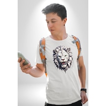 Beyaz Kaplan Kükreme Unisex Unisex Beyaz Organik Baskılı T-shirt Penye Yüksek Kalite Beyaz