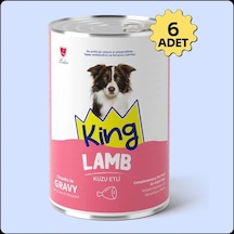 King Sos İçerisinde Et Parçacıklı Kuzu Etli Köpek Konservesi 400 Gr 6 Adet