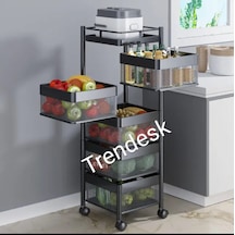 Trendesk 5 Katlı Luxx Siyah Metal Patates Soğan Sebze Meyve Sepeti Sebzelik