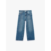 Koton Pamuklu Loose Fit Geniş Paça Denim Pantolon Orta İndigo 7wkg40034ad