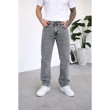 Erkek Gri Baggy Bol Kalıp Kot Pantolon Gri
