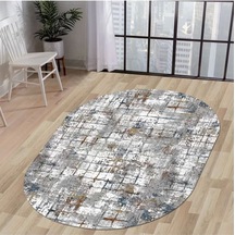 Ky7005 Multi Saçaksız Dijital Oval Halı Kaymaz Yıkanabilir Mutfak Antre Salon Halısı