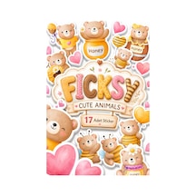 Sevimli Ayıcık Teddy Bear Sticker Seti - 17 Adet Etiket Çıkartma Diğer