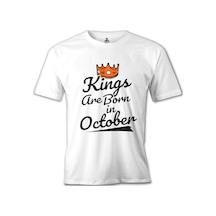 Kings Born On October - Crown Beyaz Erkek Tshirt