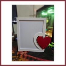 Storeşahin 3d Baskı Kalp Detaylı Fotoğraf Çerçevesi Masaüstü Romantik Çift Fotoğraf Çerçevesi Beyaz Kırmızı Shn0720